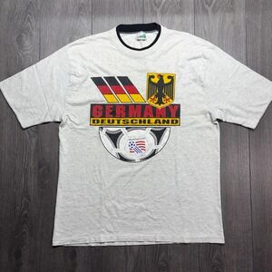 Vintage 1994 World Cup USA Germany Deutschland Shirt Mens L Gray Ringer Tee